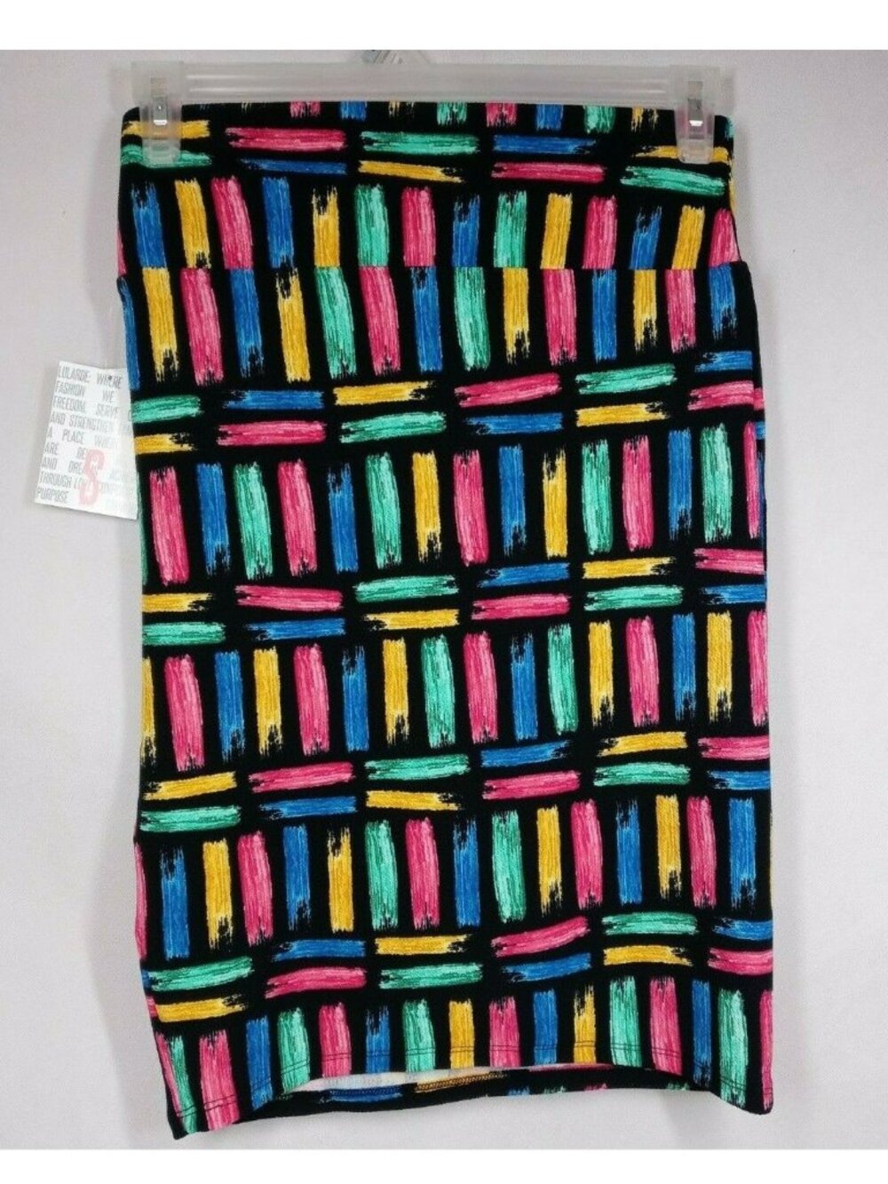 NWT LuLaRoe Cassie Pencil Skirt Black With Colorful Designs Size Small